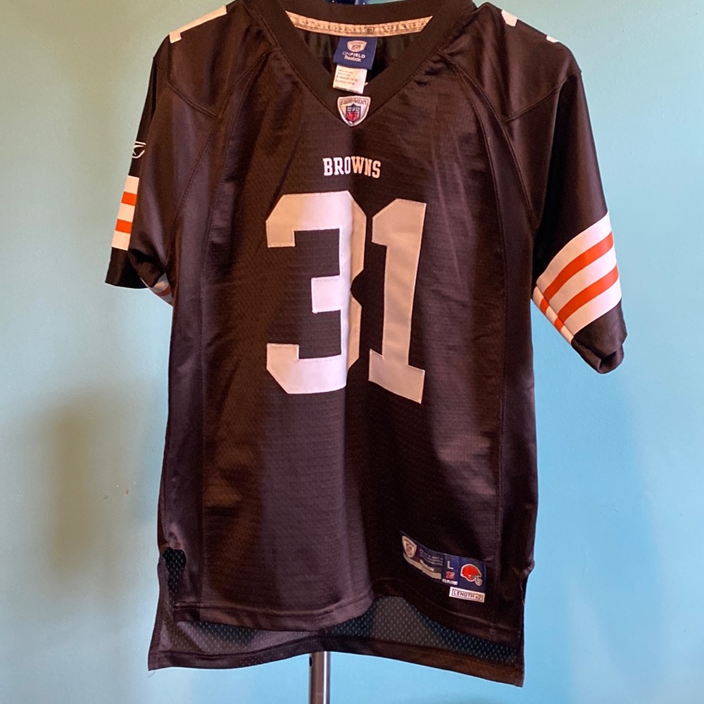 Reebok Vintage Youth Large 14-16 Cleveland Brown Jersey #31 Lewis EUC